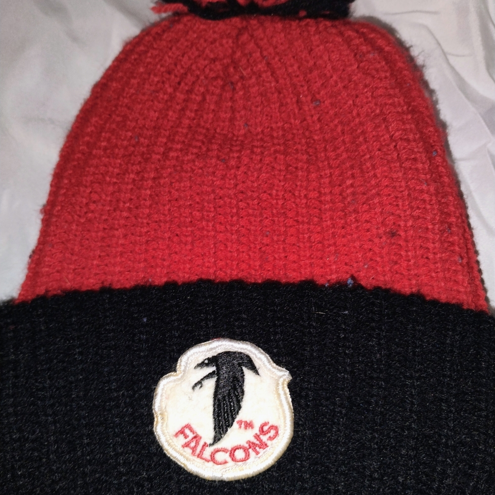 Vintage 80s Atlanta Falcons Red and Black Knit Beanie